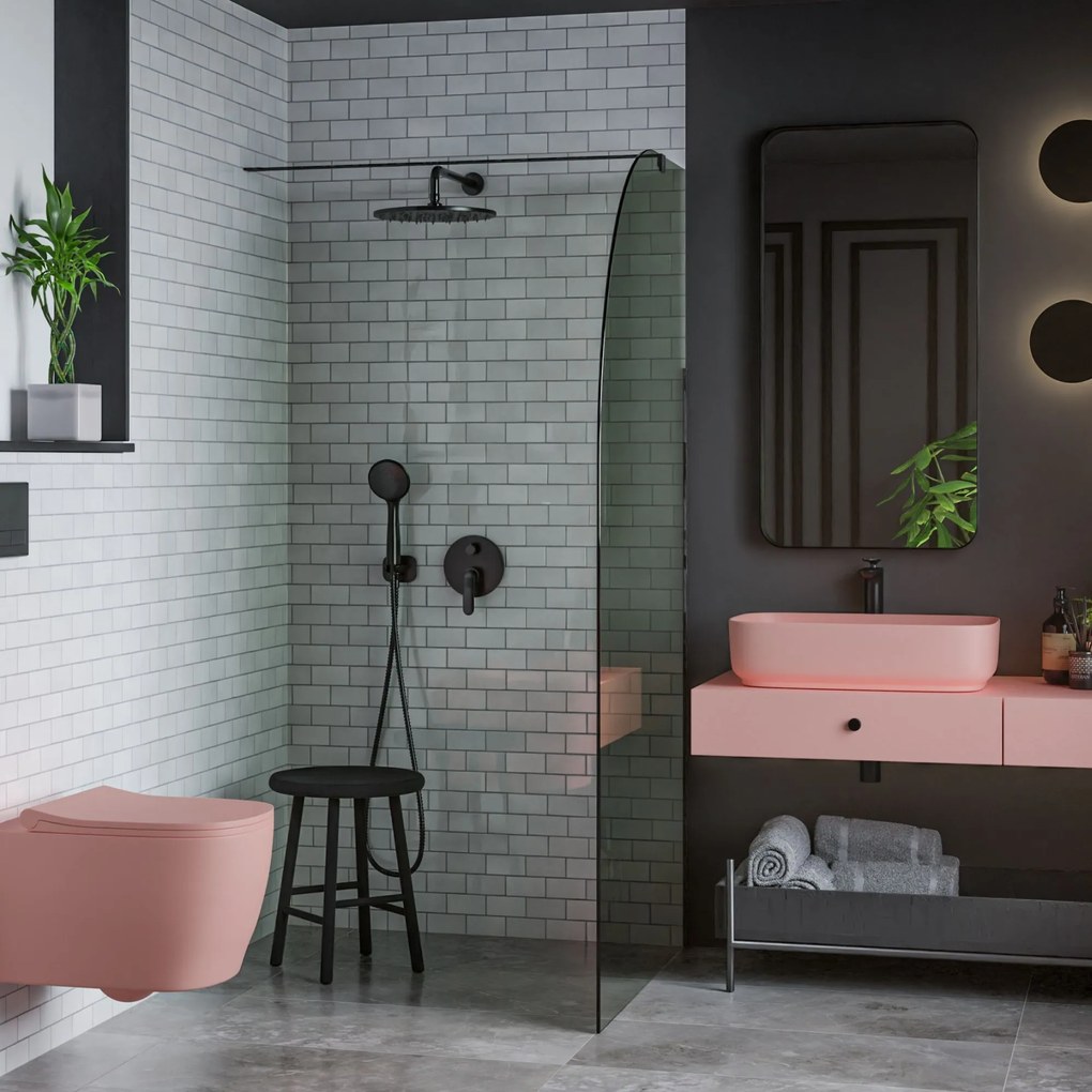 Ścianka prysznicowa WALK IN FIX zielona półokrągła 8mm MOLIS NATURE green moon MASSI | rożne rozmiary : Kolor profili kabiny - złoty szczotkowany, Szerokość ścianki - 80 cm, Typ montażu - WALK in FIX (Do ściany)