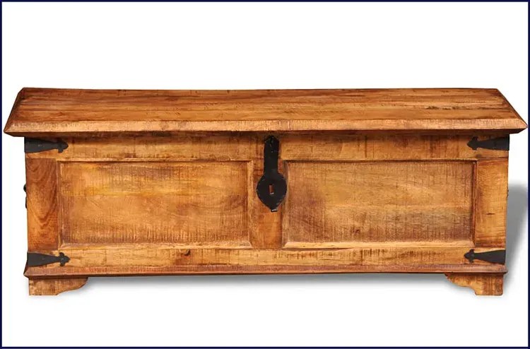 Rustykalna skrzynia na pościel z drewna mango Z8-R08