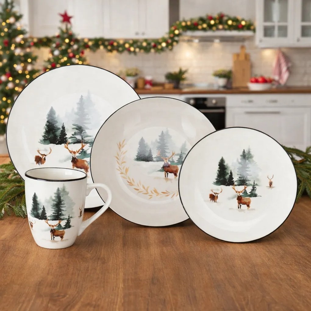 Porcelanowy talerz płytki Winter Deer, 27 x 2,6 cm