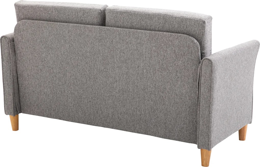 Homcom® Sofa 2-osobowa Zdejmowane Pokrowce Obciążenie Do 200 Kg Len Pianka Jasnoszary 141 X 65 X 78 Cm