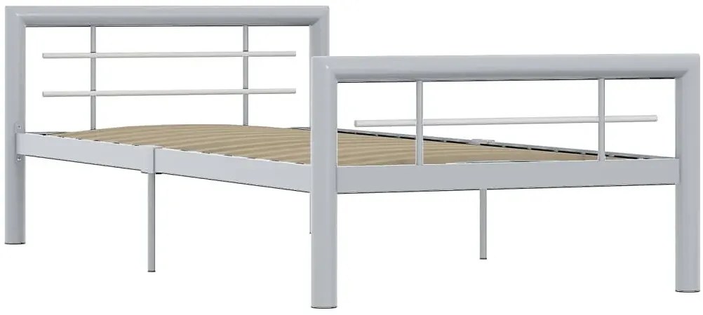 Szare metalowe łózko jednoosobowe 100x200 cm P6-C02