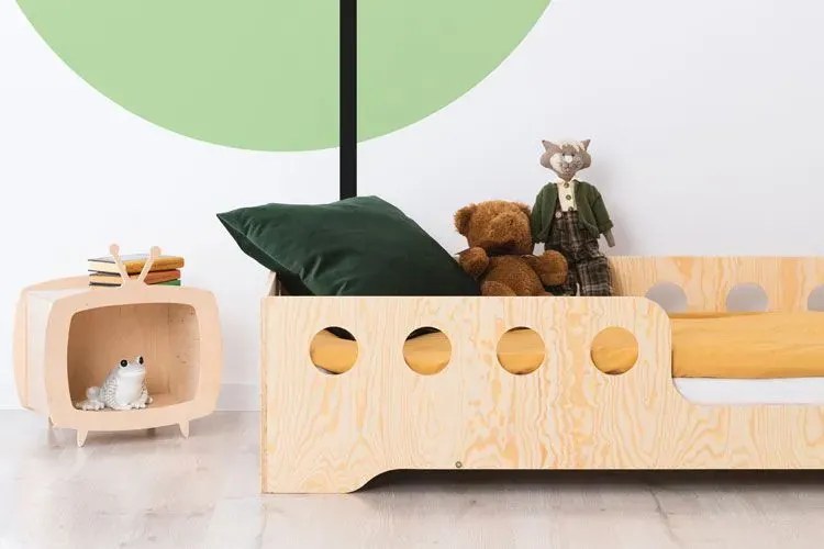 Prawostronne łóżko drewniane dziecięce 16 rozmiarów A5-P43