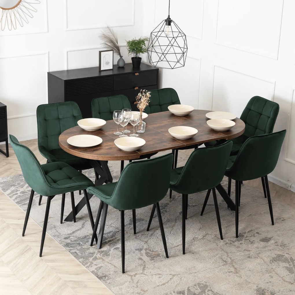 Stół Okrągły Rozkładany DORIAN 80-160 cm Dąb Rustykalny/Czarny Nowoczesny Loft