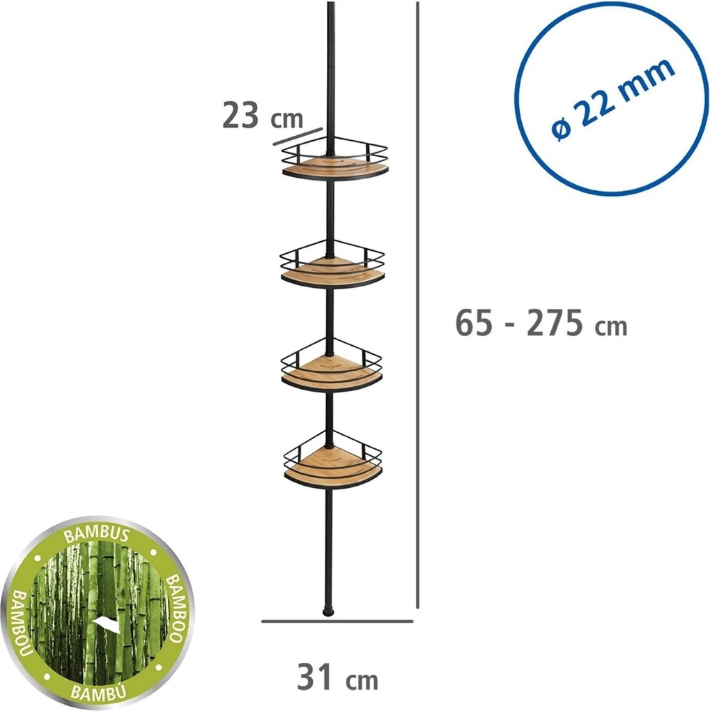 Teleskopowa półka pod prysznic DOLCEDO, 4 poziomy, WENKO