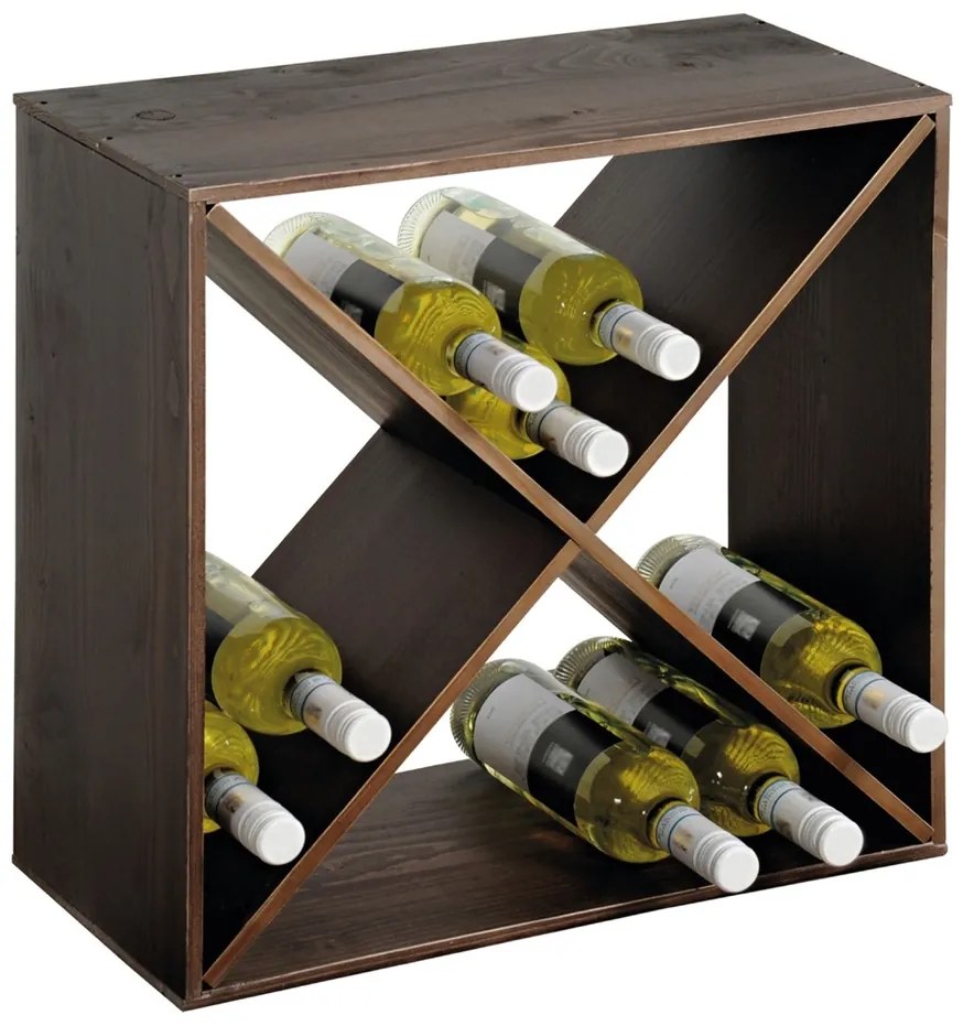 Kesper 69241 Regał na wino, ciemno bejcowany, 50 x50 x 25 cm