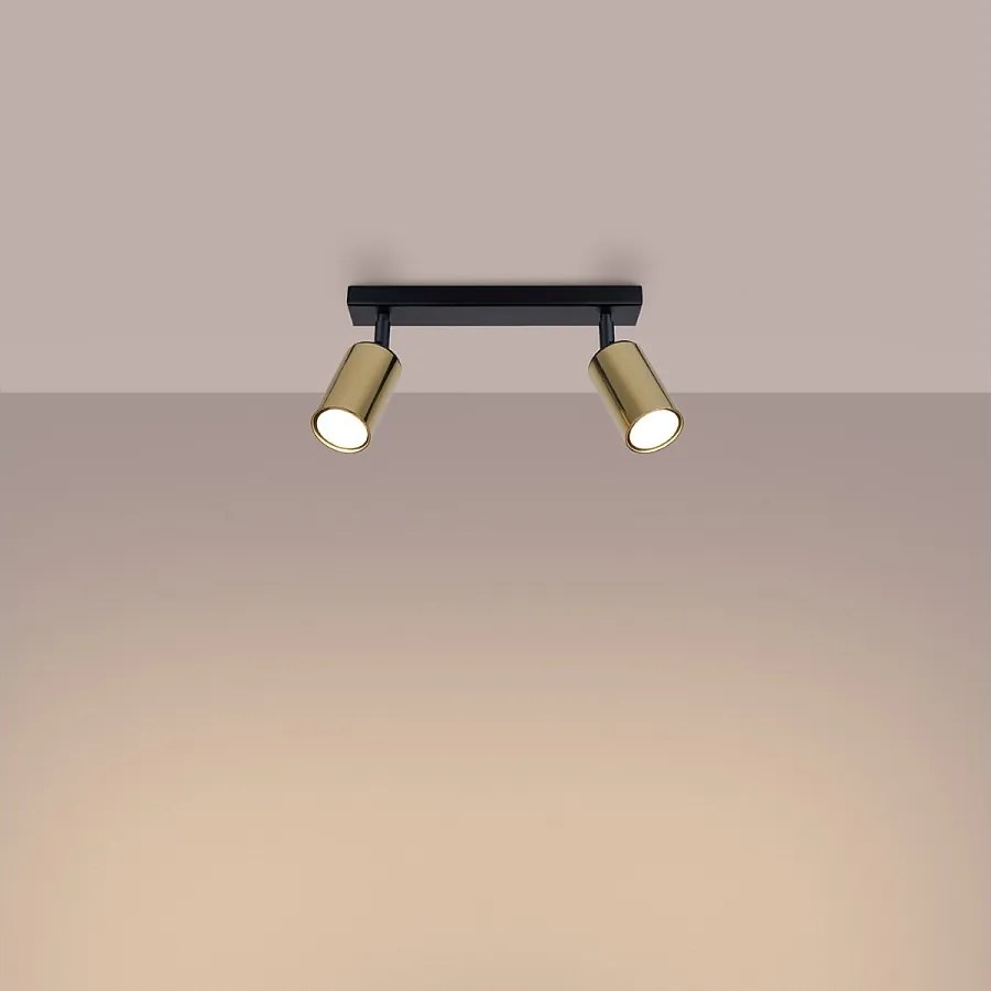 Plafony nowoczesny Glois, stal - 2 źródło światła 3000K - L.30 x H.18.5 cm - czarny/złoty