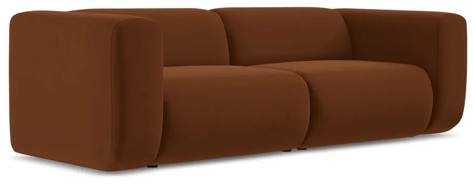 Pomarańczowa/brązowa aksamitna sofa 228 cm Ekahi – Makamii
