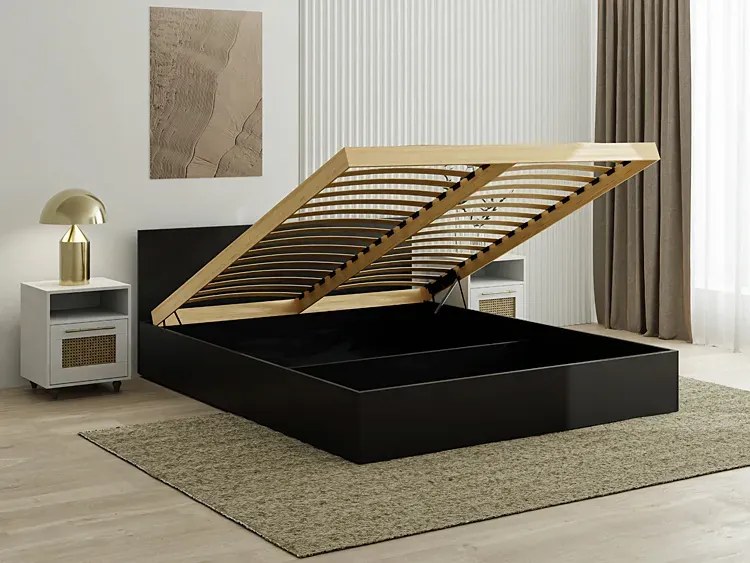 Drewniane małżeńskie łóżko ciemny brąz 160x200 N6-C52