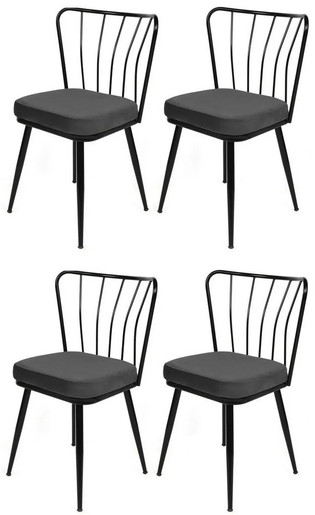 Zestaw krzeseł do jadalni Yildiz Anthracite and Black, 4szt., 4 szt.