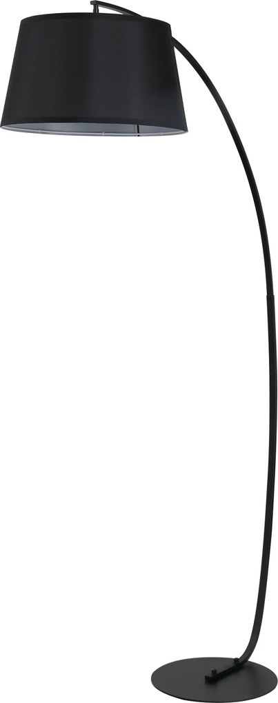 HOMCOM Lampa Stojąca z Abażurem z Tkaniny, Łukowa Lampa Podłogowa z Okrągłą Podstawą, Metal, 105L x 47S x 190W cm, Czarna