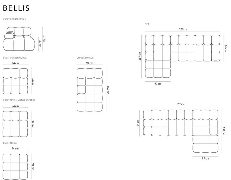 Pomarańczowa aksamitna sofa 285 cm Bellis – Micadoni Home