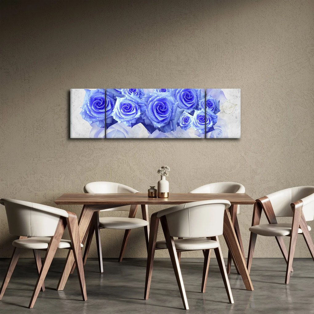 Obraz - Niebieskie róże (170x50 cm)
