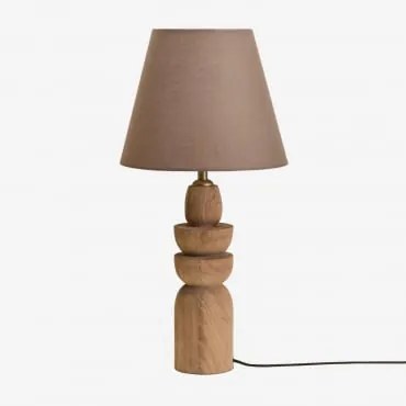 Lampa Stołowa Z Drewna Mango Koski Drewno Mango & Brązowa Moka Ø25 Cm Caracas - Sklum