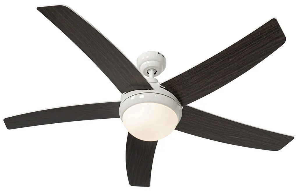 Inteligentny Wentylator sufitowy z lampą biały z drewnianym nadrukiem 132 cm z LED z możliwością ściemniania z pilotem - Cool Nowoczesny Oswietlenie wewnetrzne