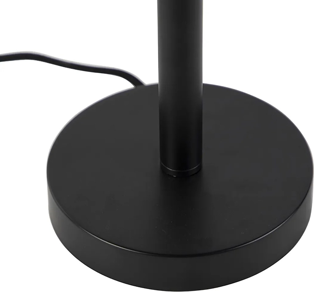 Nowoczesna lampa stołowa czarna z lnianym abażurem jasnoszarym 35 cm - Simplo