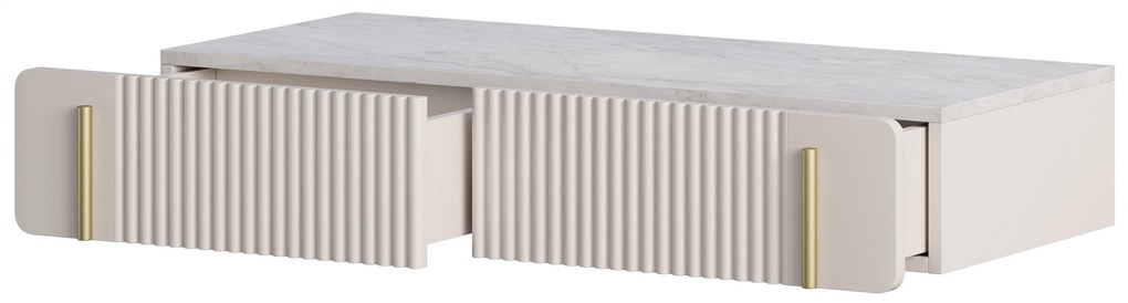 Toaletka Malmi 100 cm wisząca z szufladami - kaszmir / crema bianca / złoty