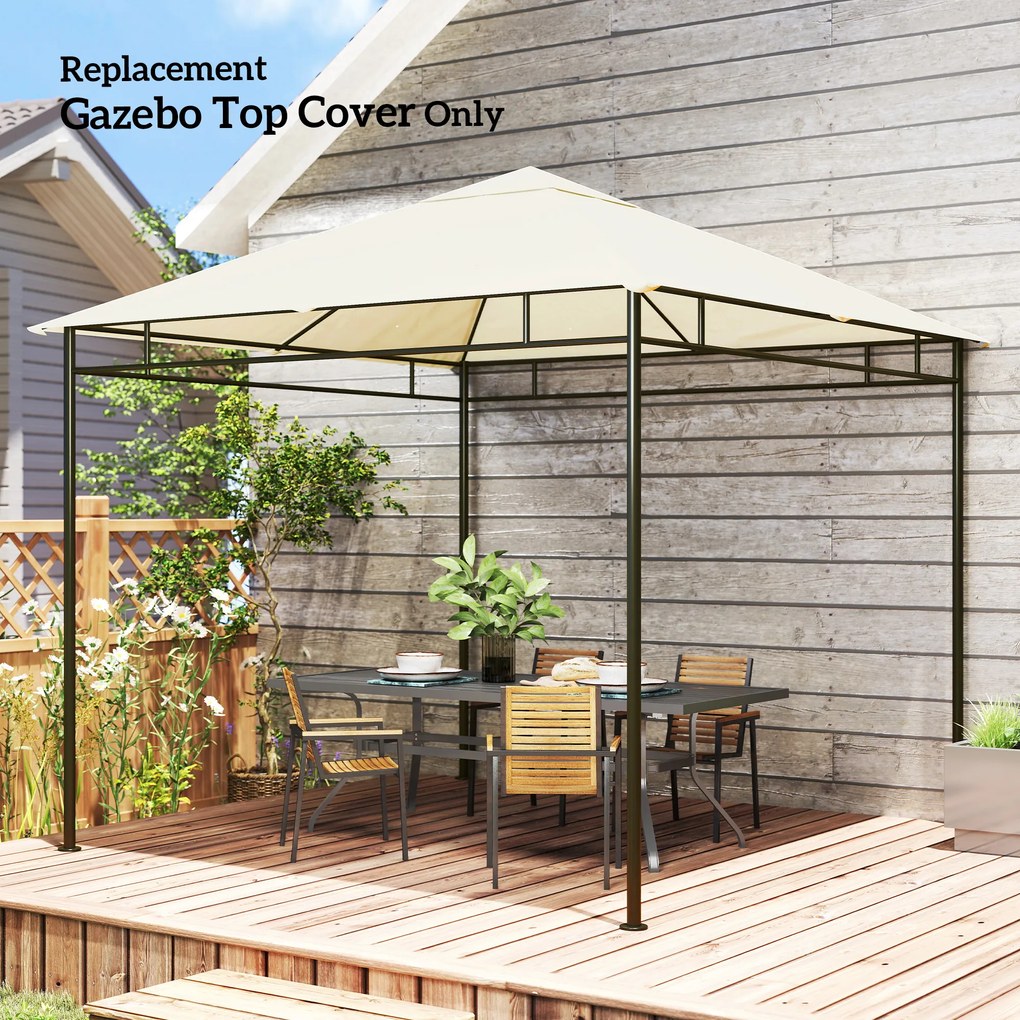 Outsunny Dach zamienny do pawilonu 3x3m wodoodporny z 8 otworami odpływowymi, kremowo-biały | Aosom PL