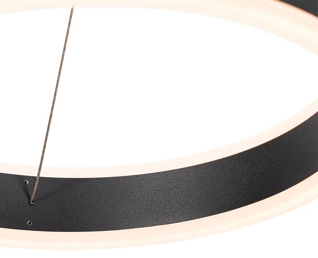 Lampa wisząca czarna owalna z LED 3-stopniowy ściemniacz 3-światła - LyaniDesignerski Oswietlenie wewnetrzne