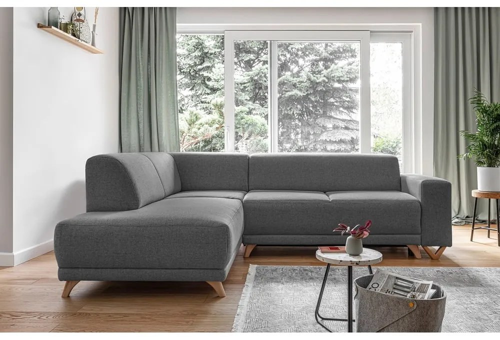 Szary rozkładany/ze schowkiem narożnik (lewostronny/w kształcie litery L) Classy Sophie – Miuform