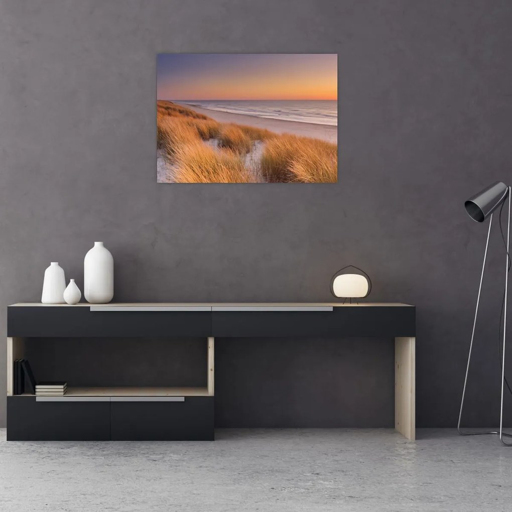 Obraz na szkle - Plaża o zachodzie słońca (70x50 cm)