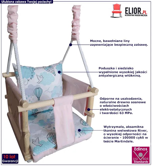 Kubełkowa rosnąca huśtawka dla dzieci 5 wzorów Z3-W50