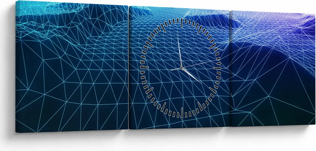 Obraz - Góry w modelu komputerowym (z zegarem) (90x30 cm)