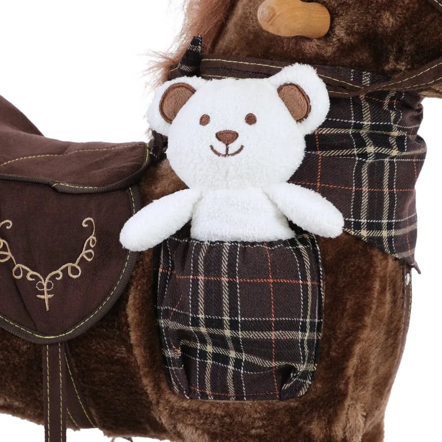 Brązowy koń na biegunach z efektem dźwiękowym Spielwerk