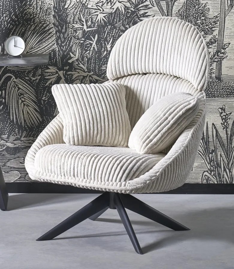 Obrotowy fotel wypoczynkowy z grubego sztruksu Merry 2