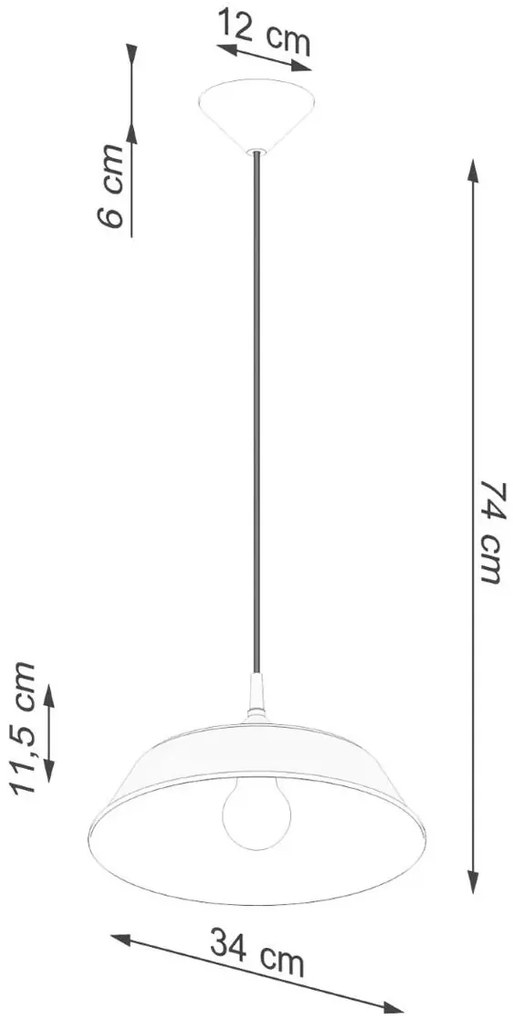 Lampa biała wisząca z metalowym kloszem loft K1-B60