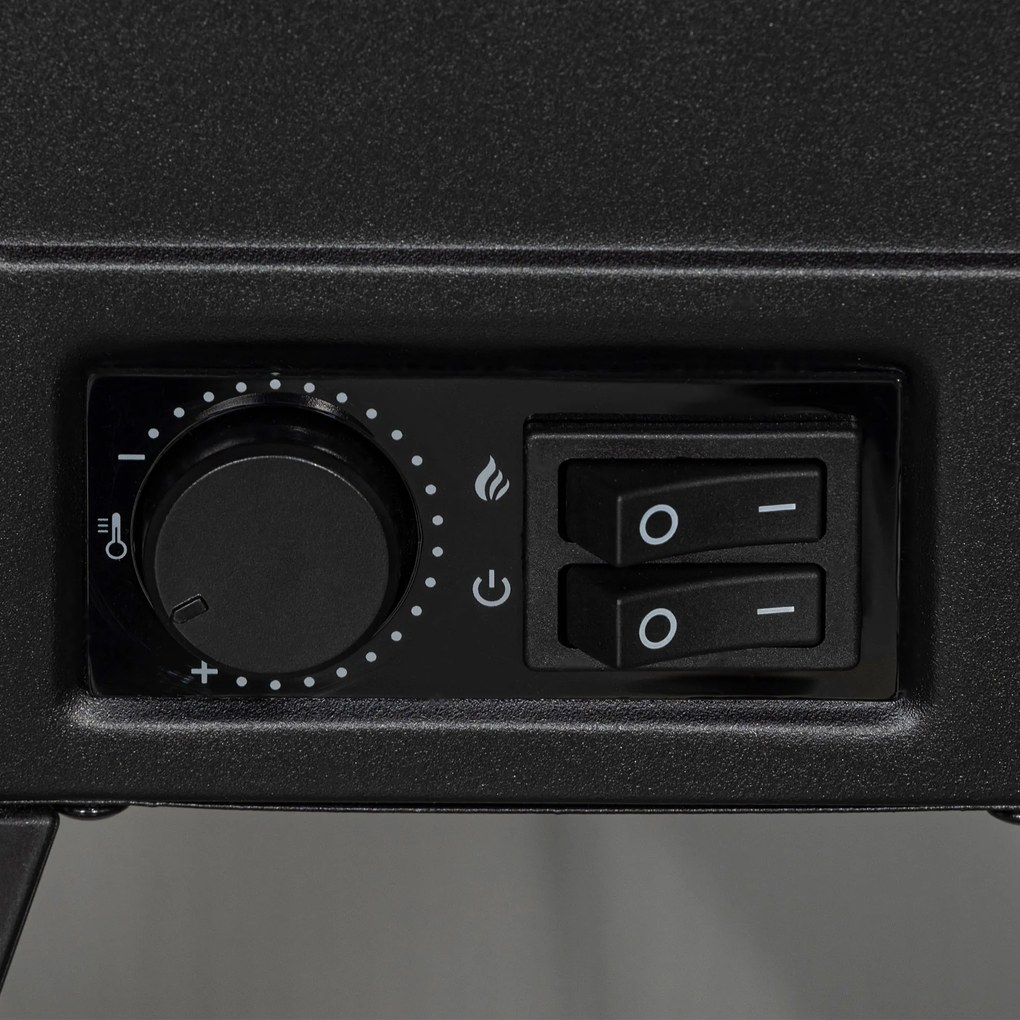 HOMCOM Elektryczny kominek z realistycznym efektem ognia, zabezpieczeniem przed przegrzaniem i niskim poziomem hałasu, 1800W, Czarny