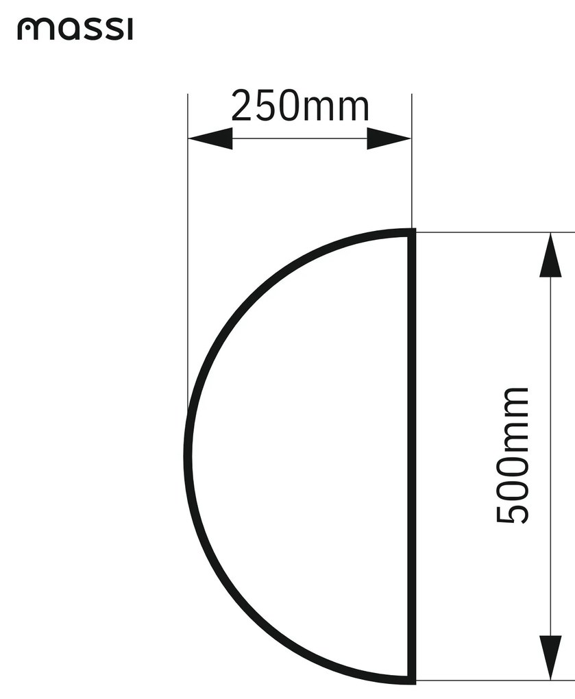 Lustro półokrągłe bez podświetlenia MOON Half |Różne rozmiary | Różne kolory szkła : Kolor tafli szkła - Brąz, Rozmiar - 50 x 25 cm