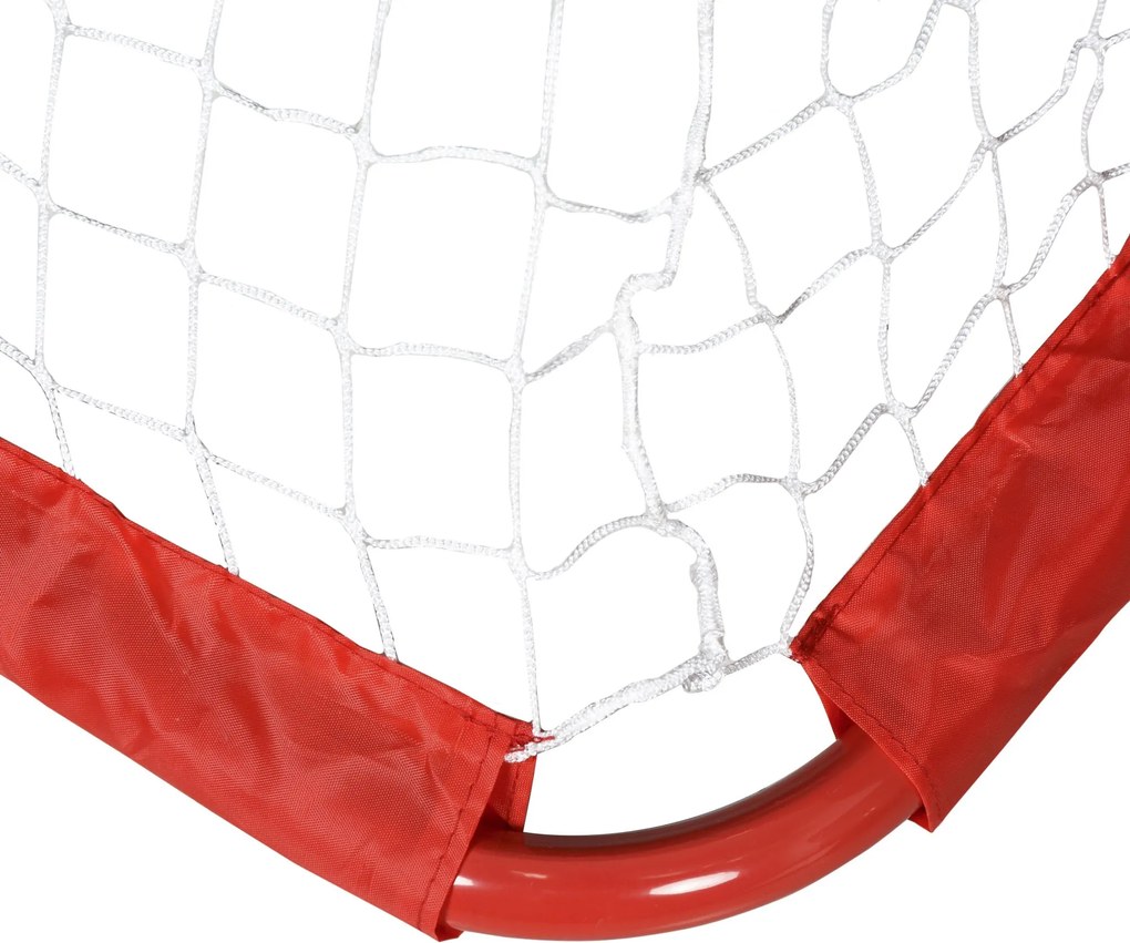 HOMCOM Zestaw 2 Mini Bramki Piłkarskie Siatka Czerwona Składane Stal 90x36x60cm | Aosom PL