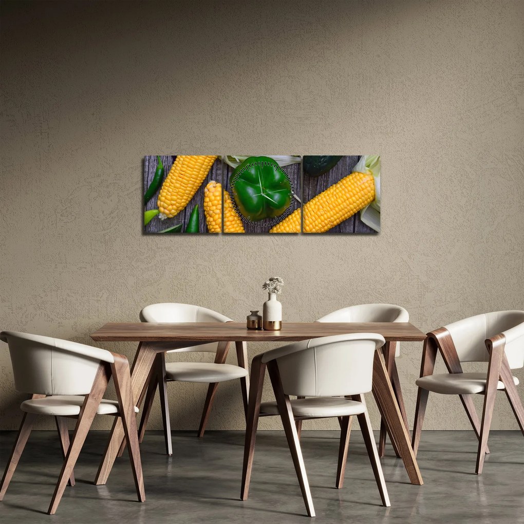 Obraz warzyw (z zegarem) (90x30 cm)