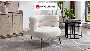 Fotel z białej bukli - CAMEDO