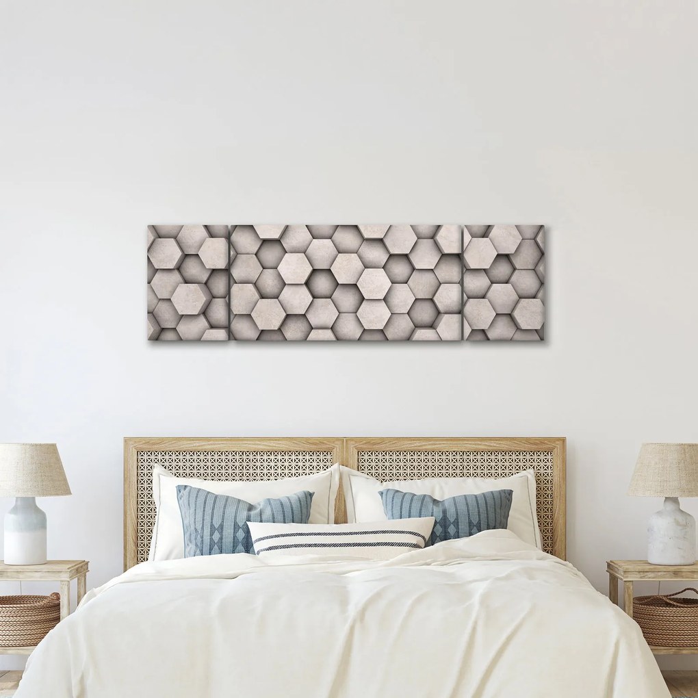 Obraz - Sześciokąty w betonie (170x50 cm)