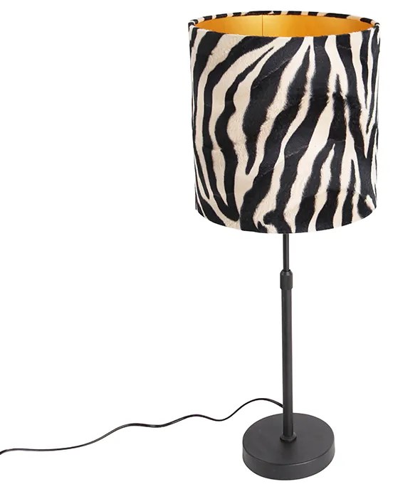 Lampa stołowa czarny abażur wzór zebra 25 cm regulowana - Parte klasyczny/Antyczny Oswietlenie wewnetrzne