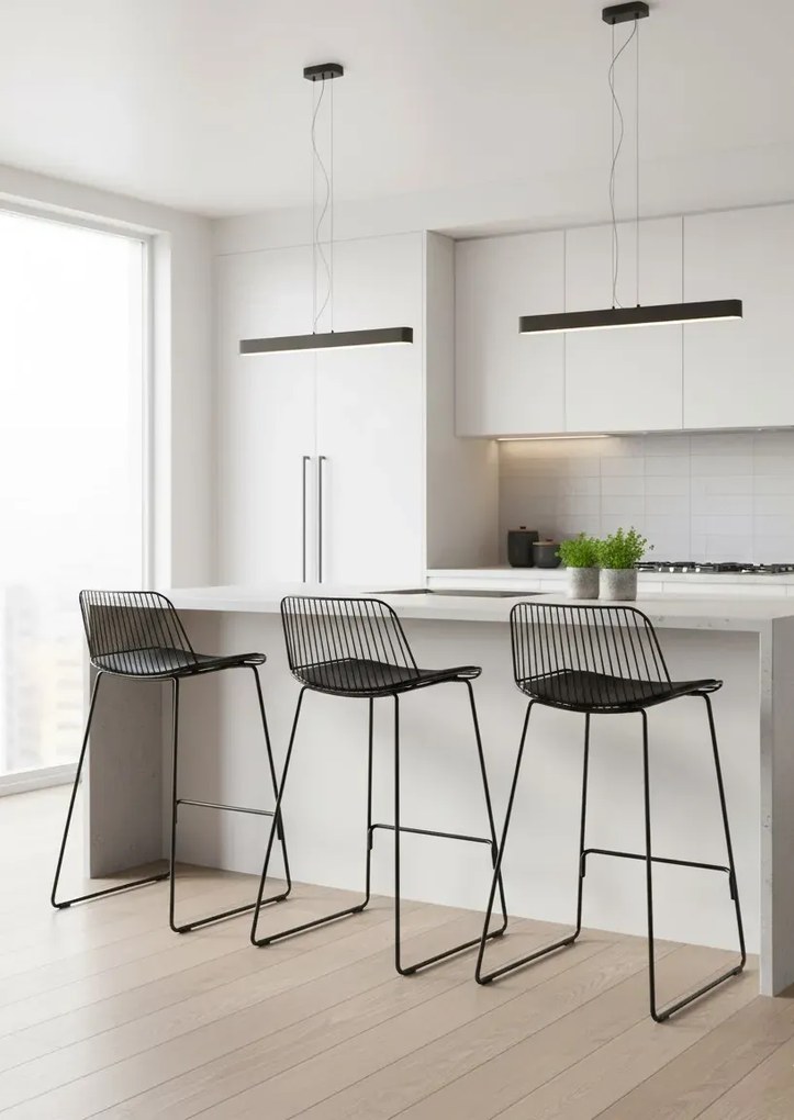 Czarny loftowy hoker barowy z oparciem R9-A11