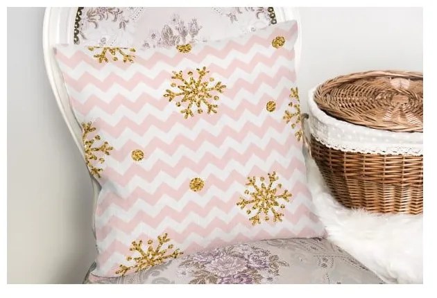 Świąteczna poszewka na poduszkę Minimalist Cushion Covers Golden Snowflakes, 42x42 cm