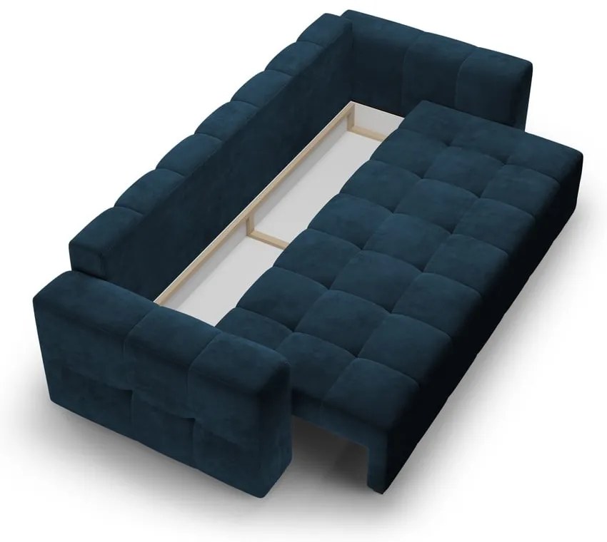 Ciemnoniebieska aksamitna rozkładana sofa Milo Casa Luca