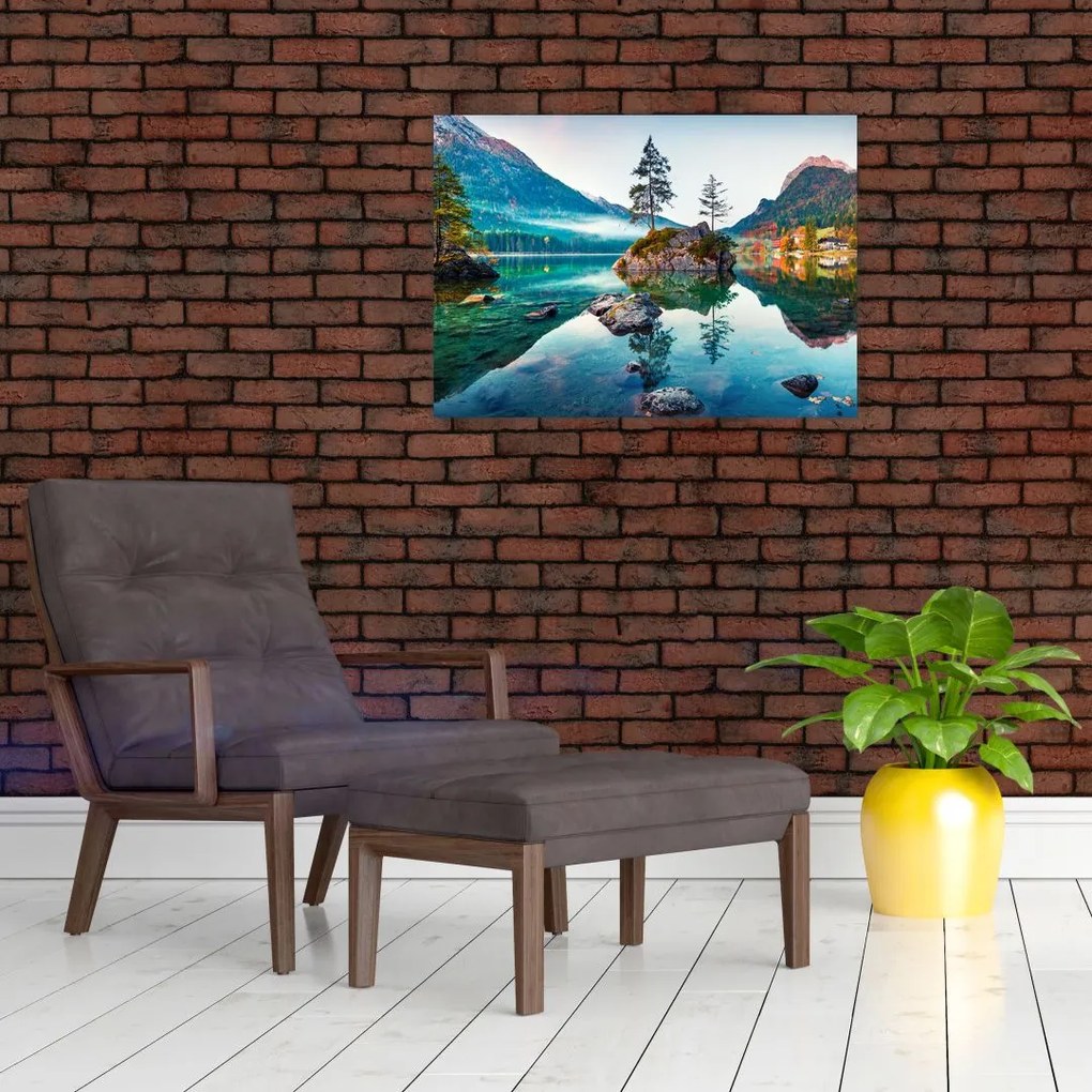 Obraz na szkle - Jezioro Hintersee, Alpy Bawarskie, Austria (70x50 cm)