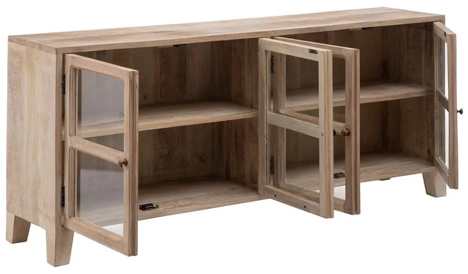 Witryna z litego drewna mango w naturalnym kolorze 160x71 cm – Ixia