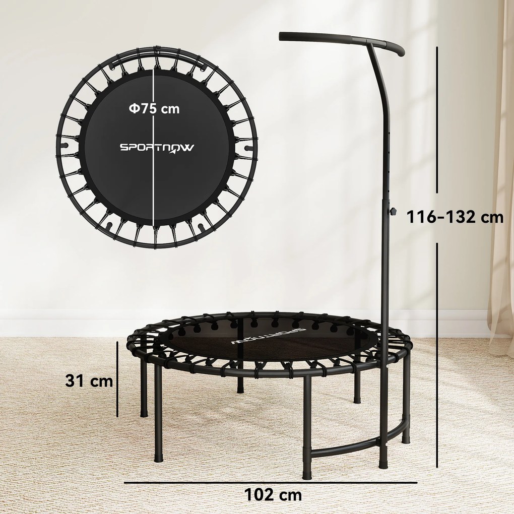 SPORTNOW Trampolina Rebounder, 5-stopniowy regulowany uchwyt, trampolina do treningu, Czarny