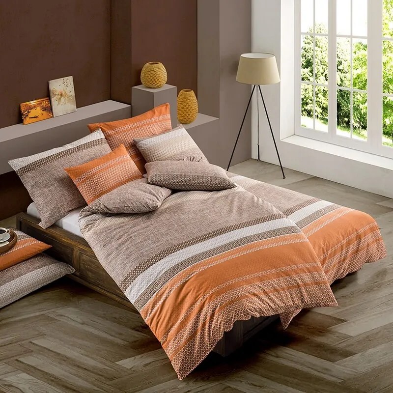 BedTex Bawełniana pościel Federiko pomarańczowa,140 x 200 cm, 70 x 90 cm