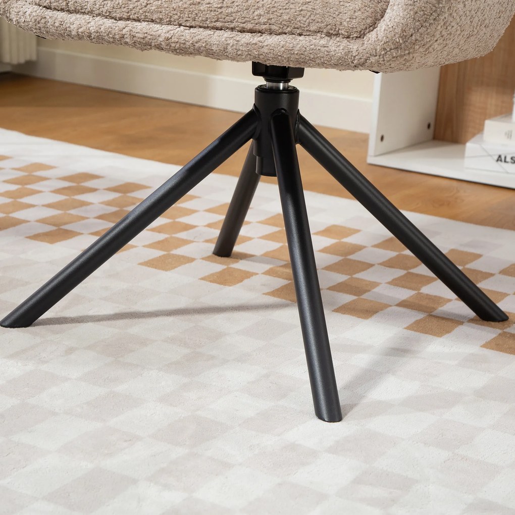 HOMCOM fotel obrotowy do salonu wygodne siedzisko miękka tapicerka nowoczesny design do 120 kg jasnobrązowy | Aosom PL