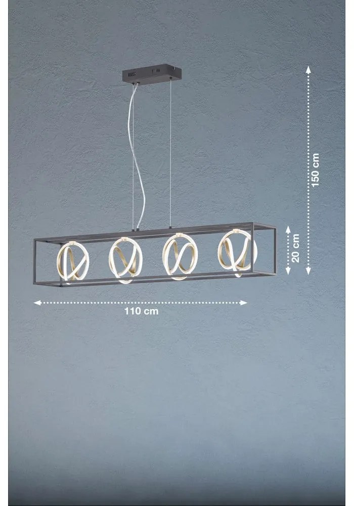 Czarna lampa wisząca LED ze ściemniaczem Gisi – Fischer & Honsel