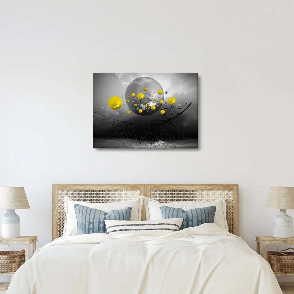 Obraz - żółte abstrakcyjne kule (70x50 cm)