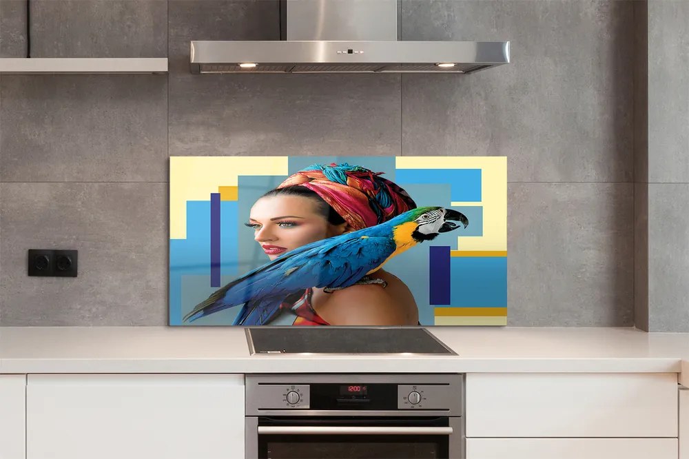 Panel szklany do Kuchni Papuga Ara na Ramieniu