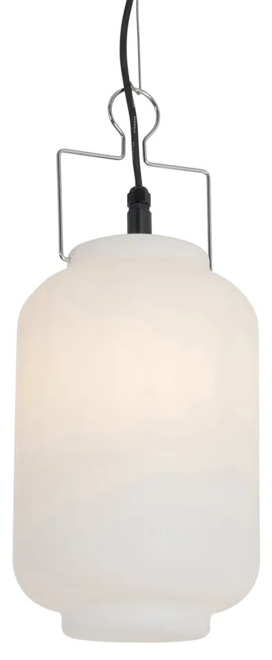 Lampa wisząca zewnętrzna biała 20 cm z wtyczką IP44 - Pion