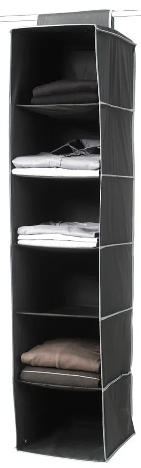 Czarny wiszący organizer do szafy z 6 przegrodami Compactor Garment So