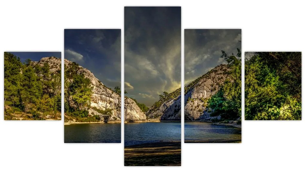 Obraz krajobrazu z jeziorem (125x70 cm)